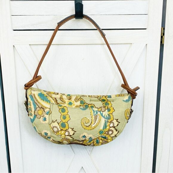 Liz Claiborne Linen Canvas Paisley Floral Shoulder Mini Hobo Bag - Picture 1 of 16
